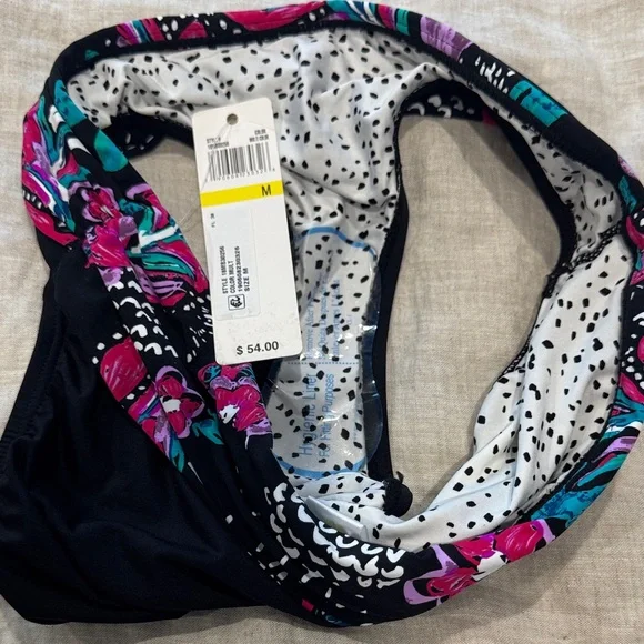 Anne Cole Floral and Polka Dot Bikini Bottom- M - Picture 2 of 3